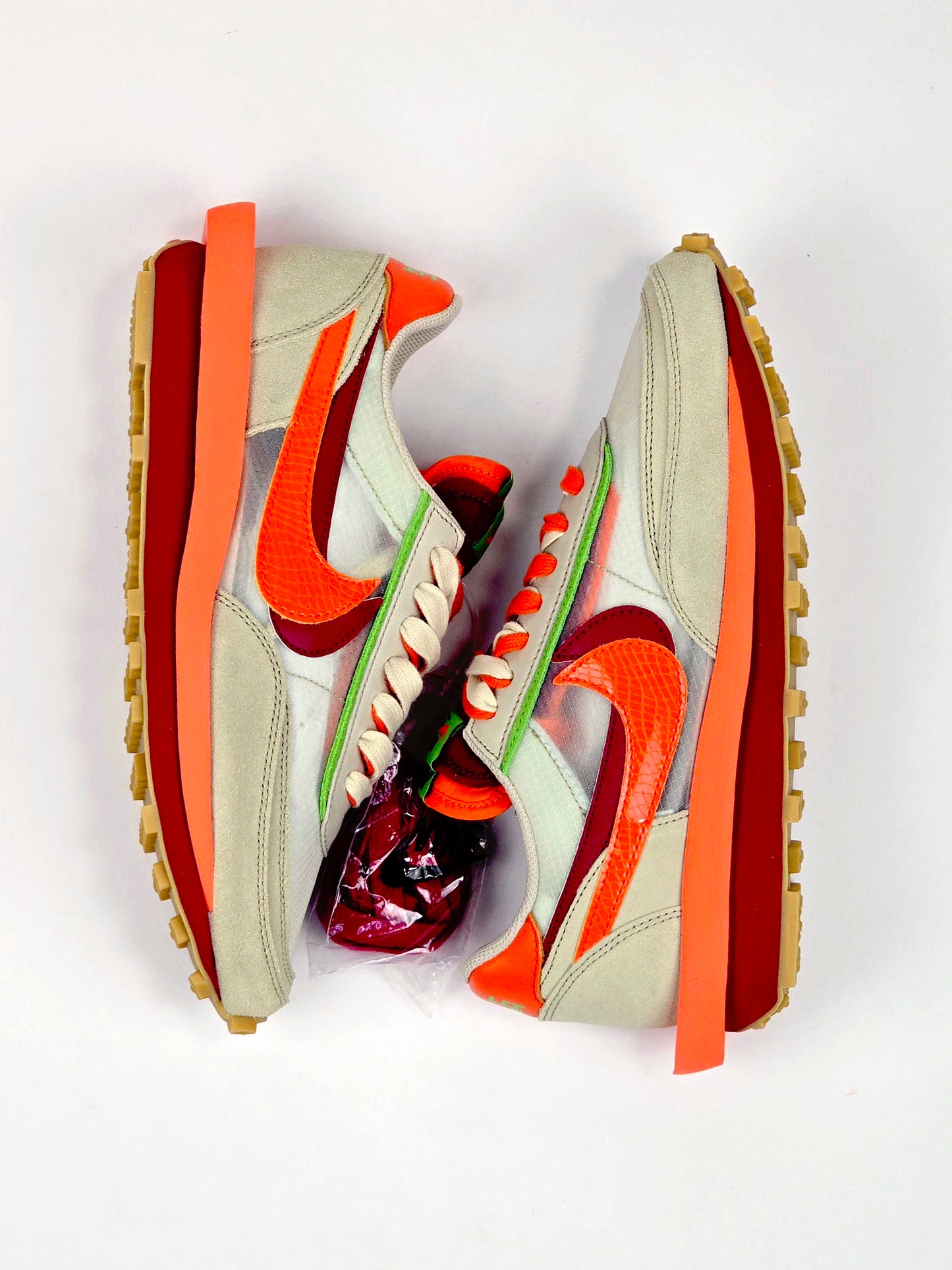 2021 NIKE LD WAFFLE SACAI CLOT KISS OF DEATH NET ORANGE BLAZE