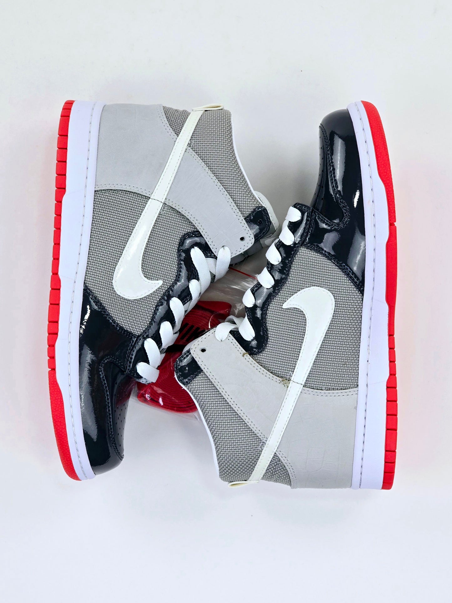 2008 NIKE DUNK HIGH PATENT TOE GREY SUNBURST